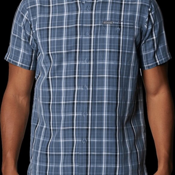 Columbia - Men's Lakeside Trail Short Sleeve Shirt II - X-Large - Bluestone Grid - Picture 1 of 10